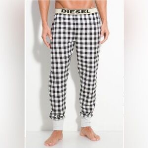 DIESEL® Buffalo Check Boxer Style Long Lounge Pants in Green & White Sz M